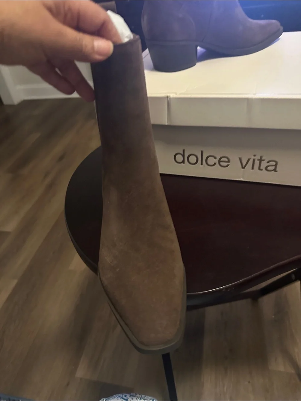 Dolce Vita Taupe Suede Chelsea Ankle Boot